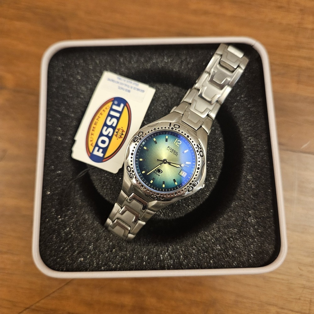 Fossil Blue Watch Womens 29mm AM-3457 Blue Ombre Dial 100 Meters Stainless